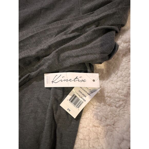 Heathered Charcoal - Luxury - Long Sleeve T-shirt - Kinetix - 3XL NWT - Picture 3 of 4